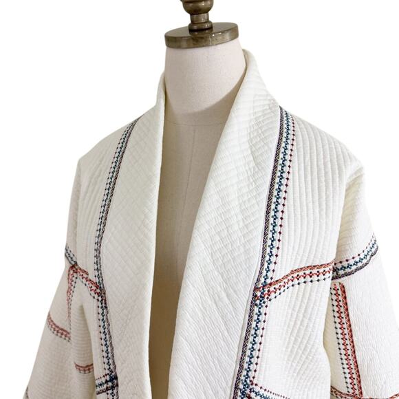 BlankNYC Cream Open Front Quilt Kimono Jacket Women's Size Small Oversized Fit - Picture 3 of 11